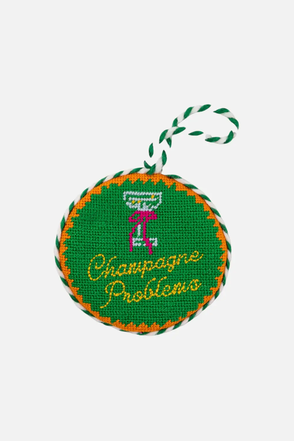 Furbish Champagne Problems Needlepoint Ornament 1