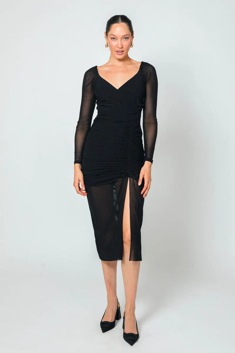 Cleobella Chantal Mesh Midi Dress In Black 1
