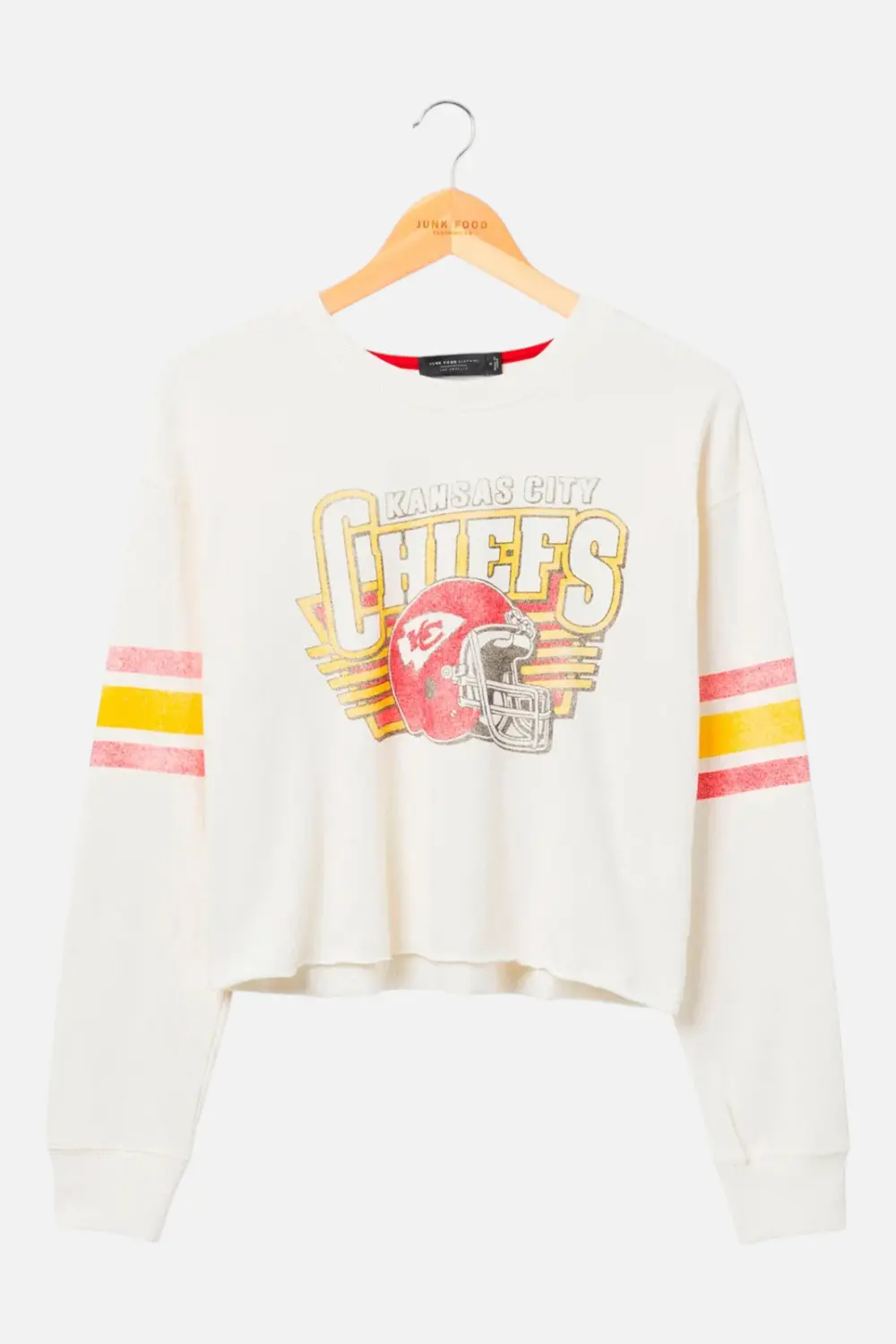 Junk Food Women's Chiefs Kickoff Crop Crew In White 1