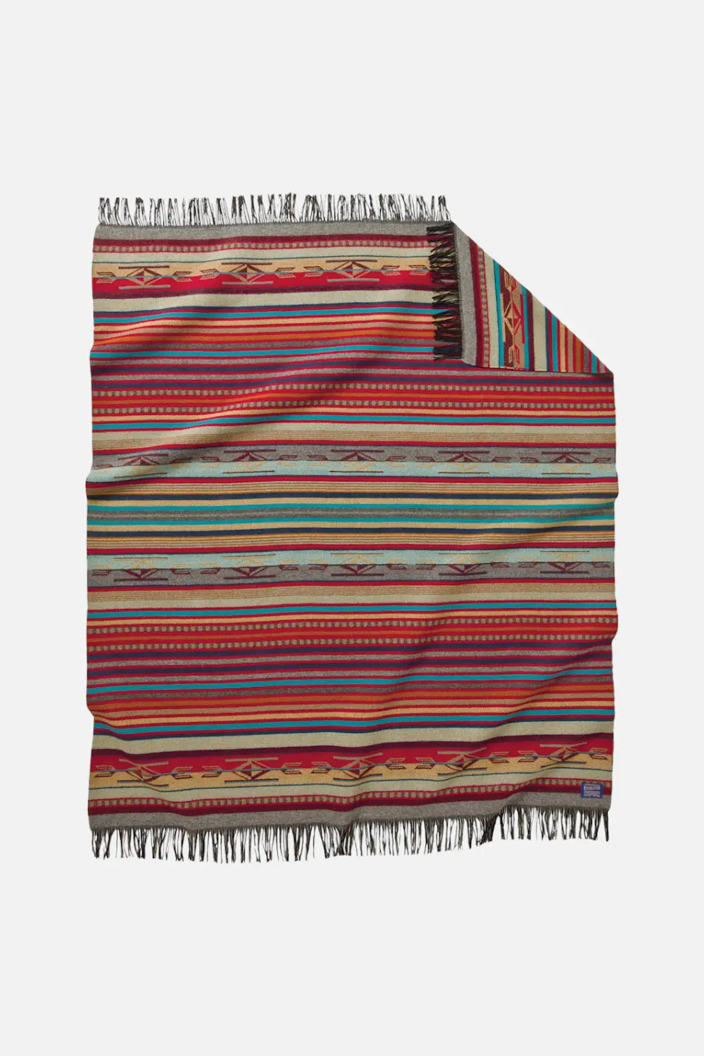 Pendleton Woolen Mills Chimayo Throw Blanket In Garnet & Grey Stripe 1
