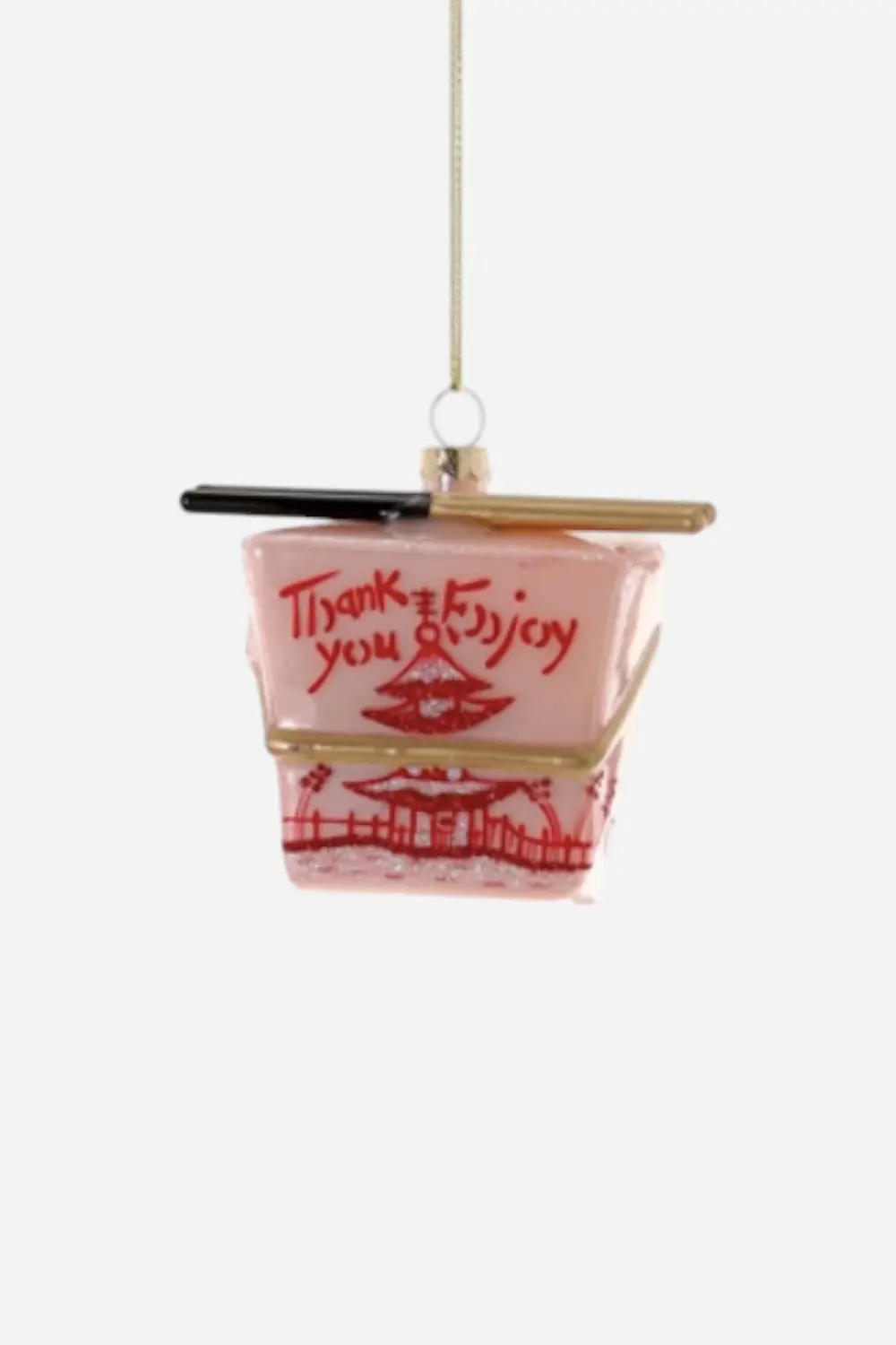 Chinese Takeout Box Ornament In Light Pink 1