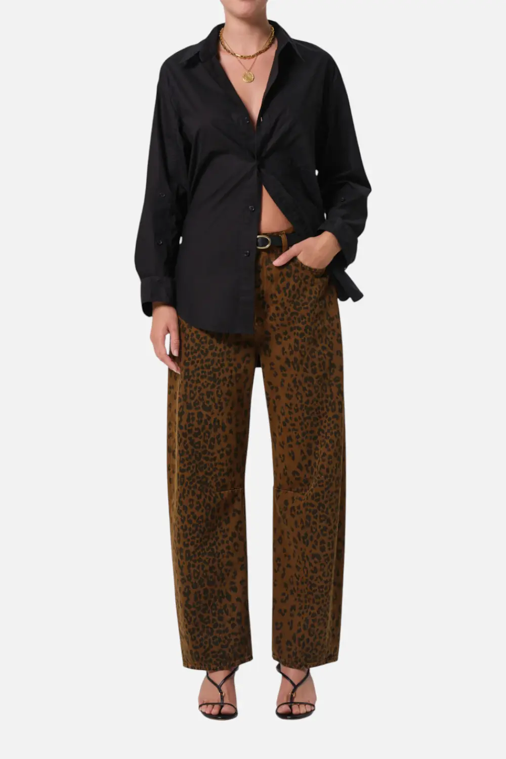Citizens Of Humanity Miro Long Relaxed Jean In Sepia Cheetah 1