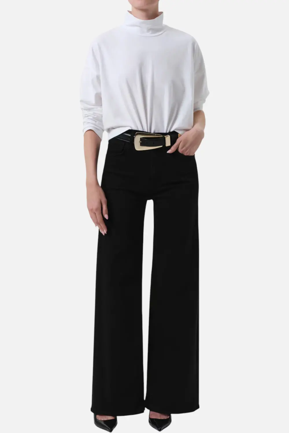 Citizens Of Humanity Lyra Long Wide Leg Jean In Plush Black 1
