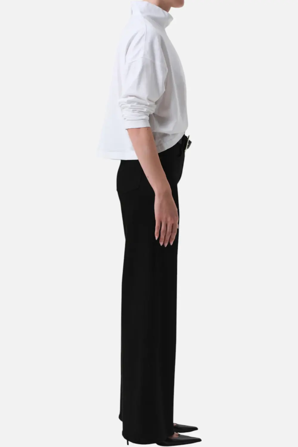 Citizens Of Humanity Lyra Long Wide Leg Jean In Plush Black 2