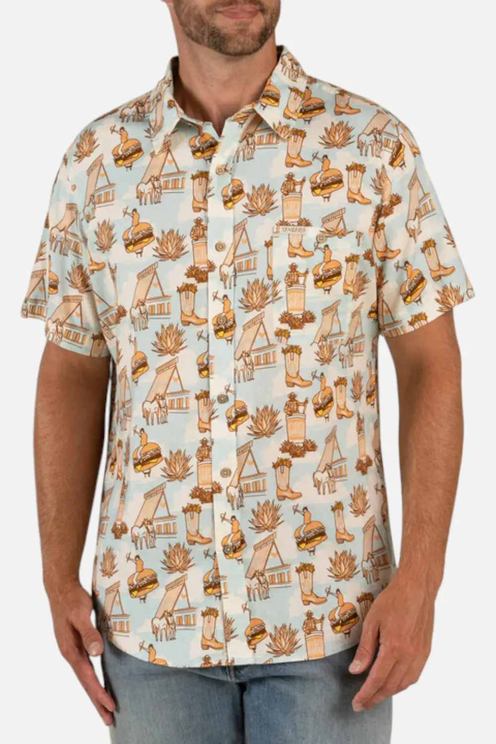 Whataburger X Sendero City Slicker Cowboy Drive Thru Short Sleeve Shirt 1