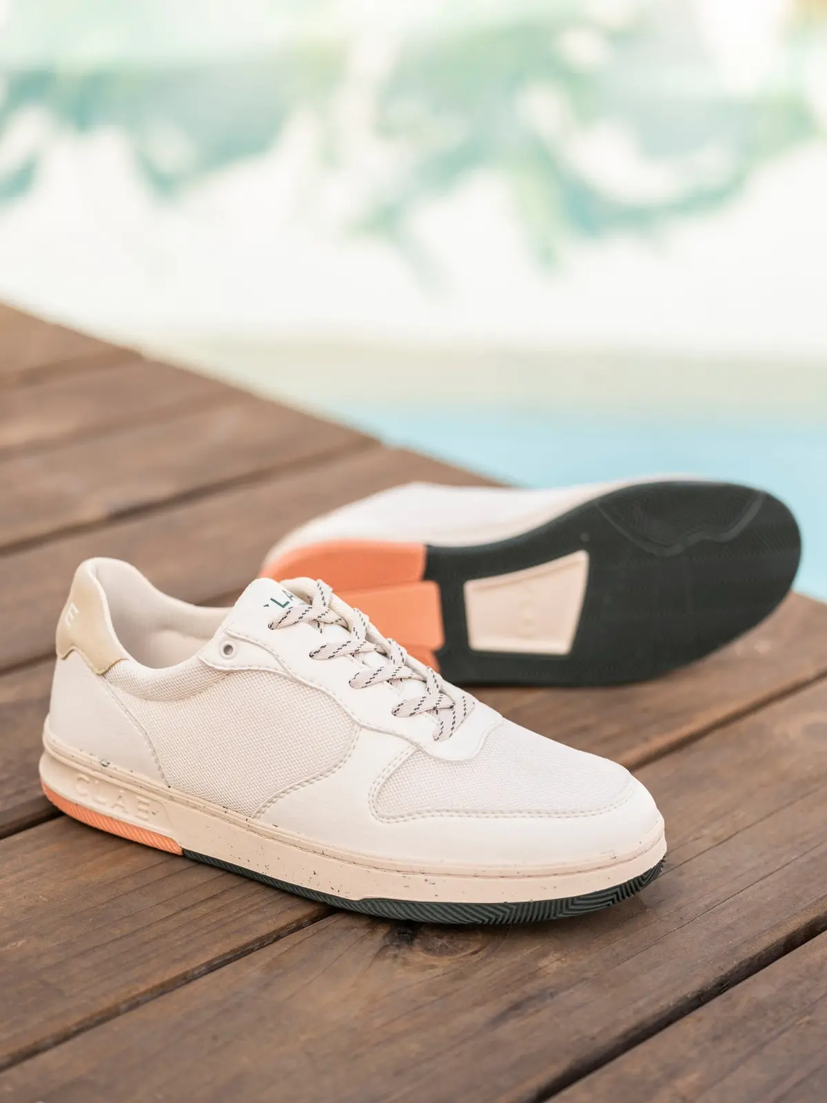 Clae Men's Malone Lite Sneakers In Off-White Trekking Green Sunset 6