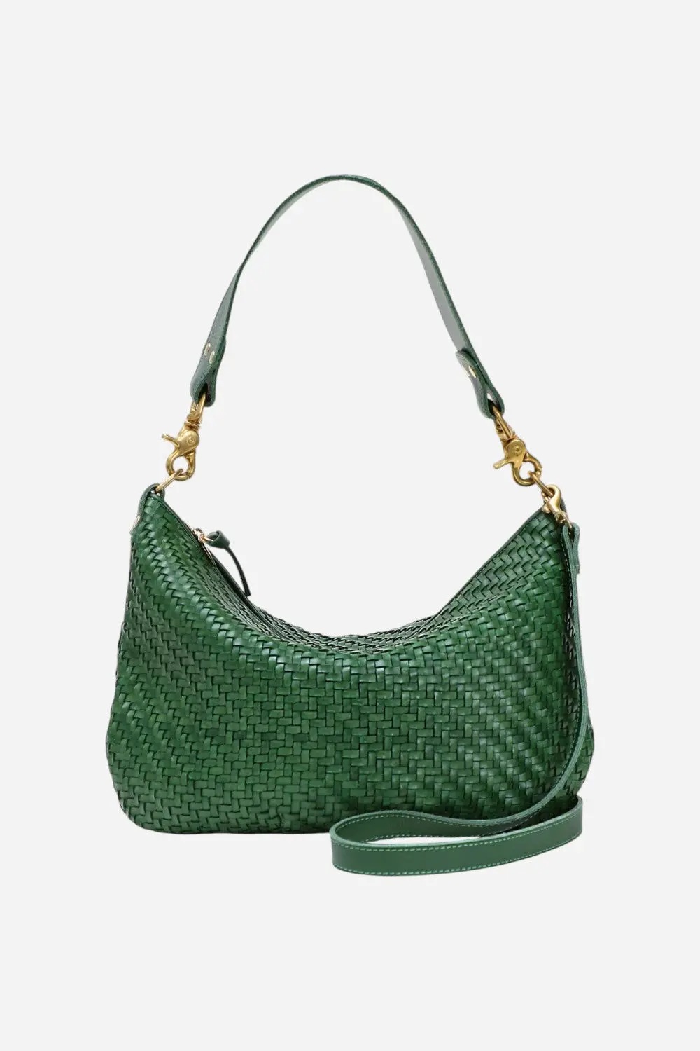 Clare V. Moyen Messenger In Evergreen Woven Zig-Zag 1