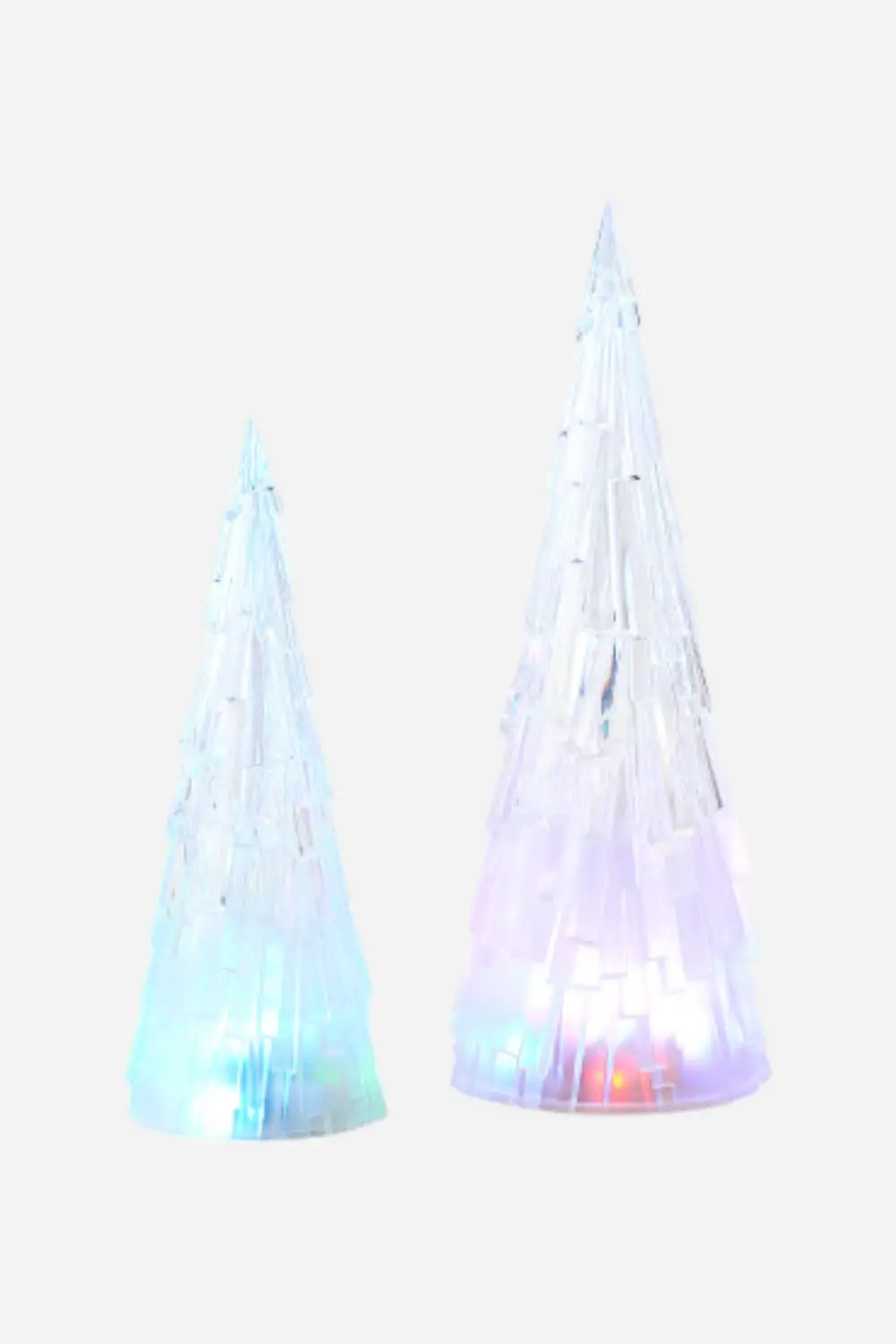 Clear Light-Up Tree, Blue And Purple - Set Of 2 1