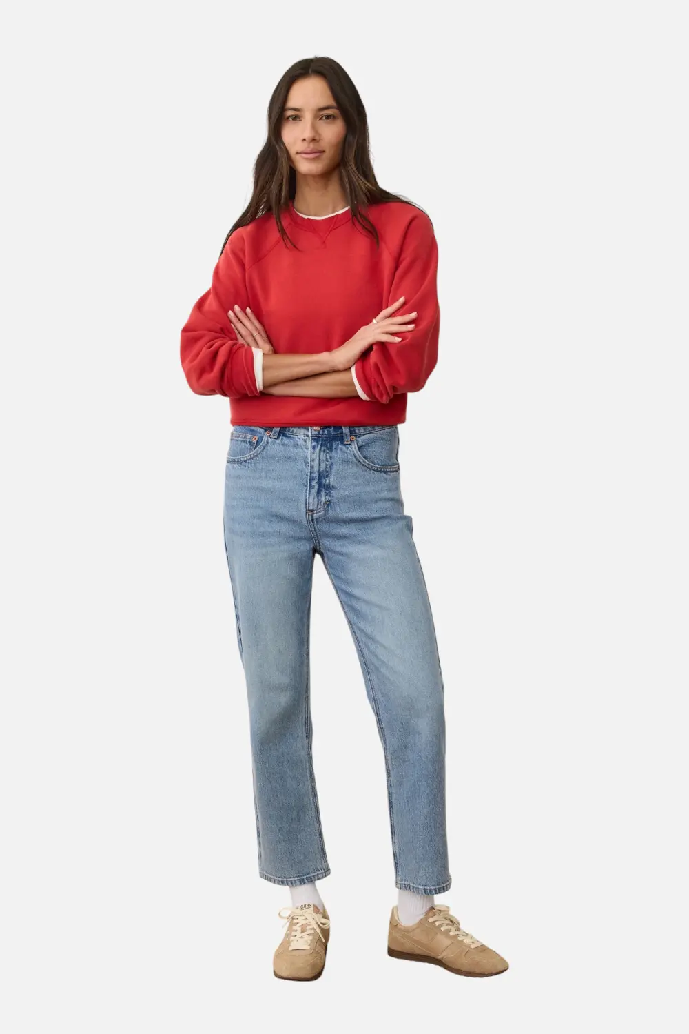 Marine Layer Cloud 9 Fleece Reversible Crewneck In Cherry Red 1