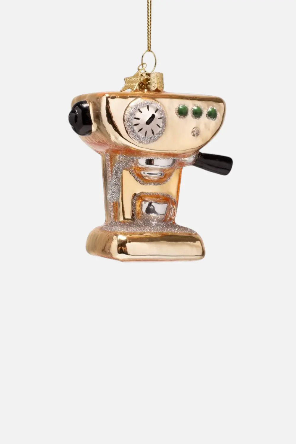 Glass Gold Shiny Coffee Machine Ornament 1