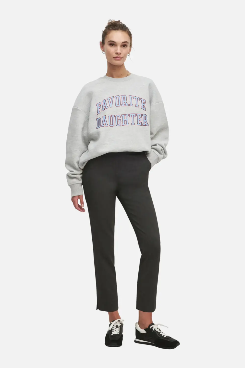 Favorite Daughter Collegiate Sweatshirt In Heather Grey & Light Blue 1