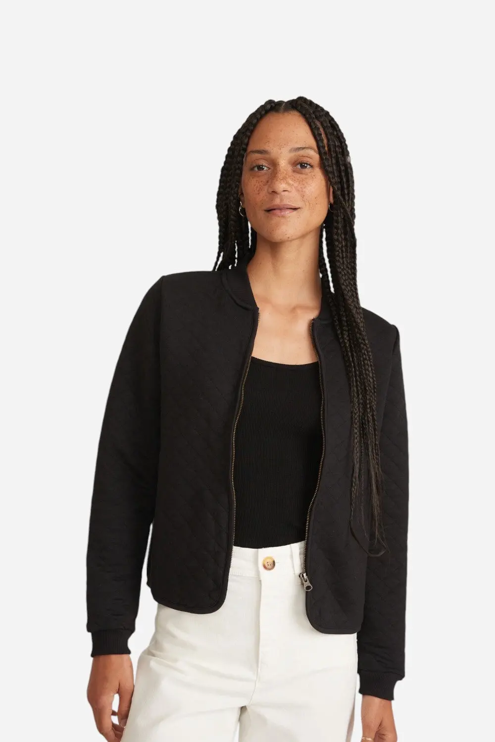 Marine Layer Corbet Quilted Bomber In Black 1