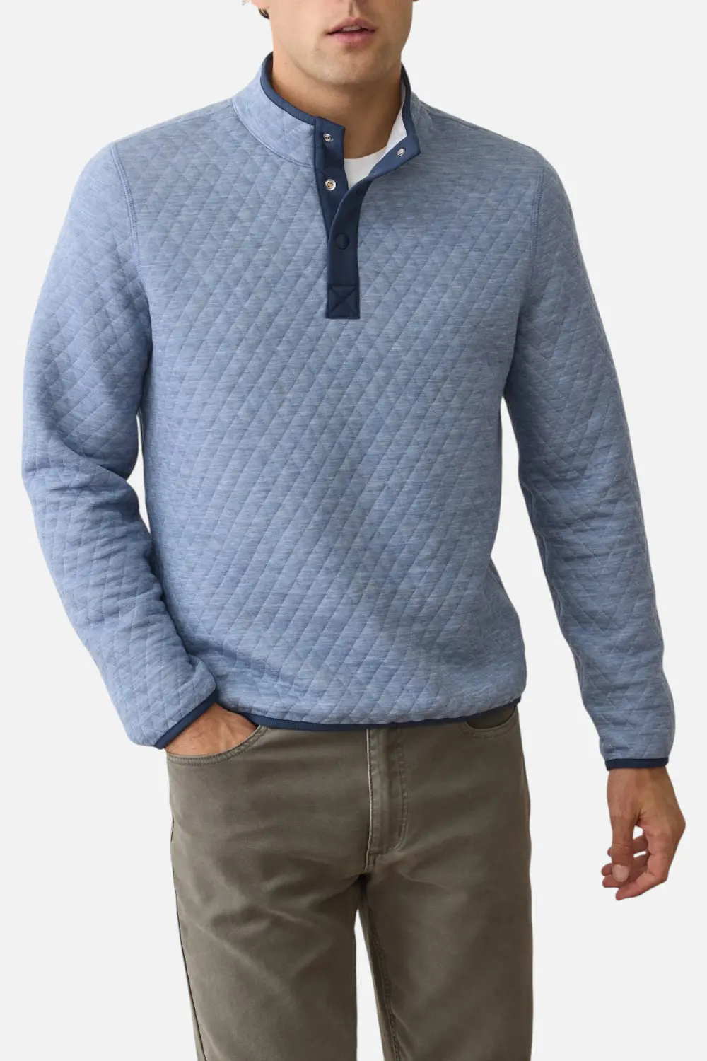 Marine Layer Men's Corbet Reversible Pullover In Mid Blue & Light Grey 2