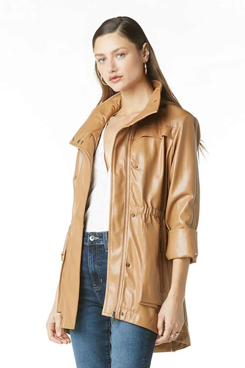 Tart Collections Cory Vegan Leather Jacket In Soft Brown 1