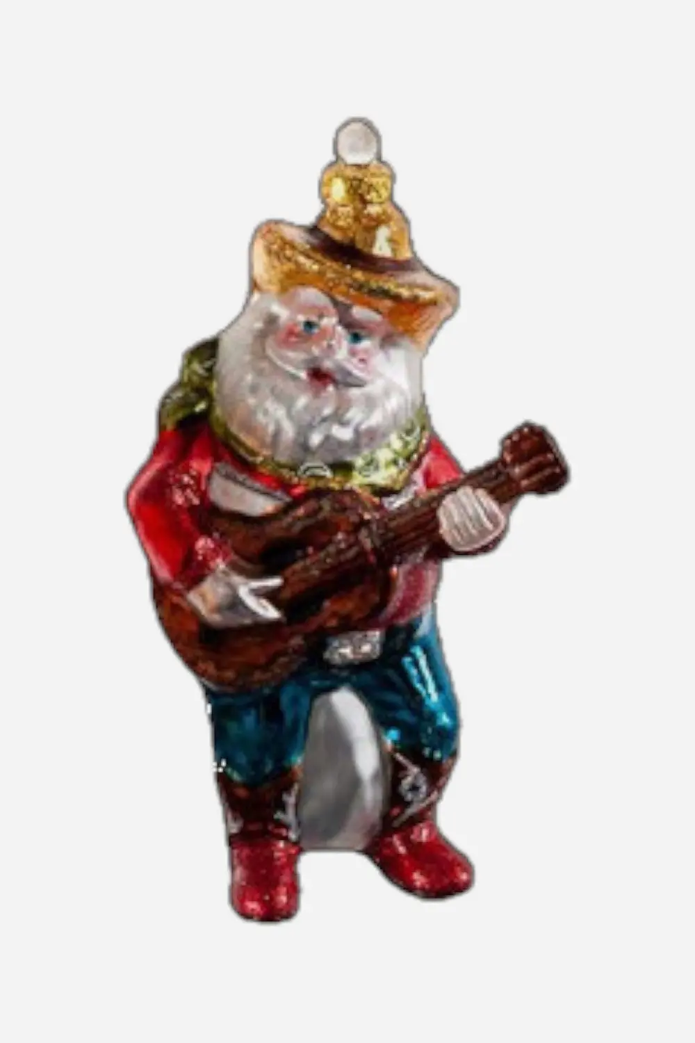Cowboy Santa With Guitar Ornament 1