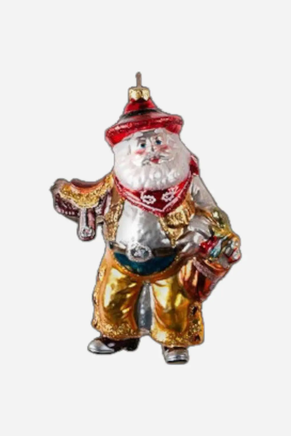 Cowboy Santa With Saddle Ornament 1