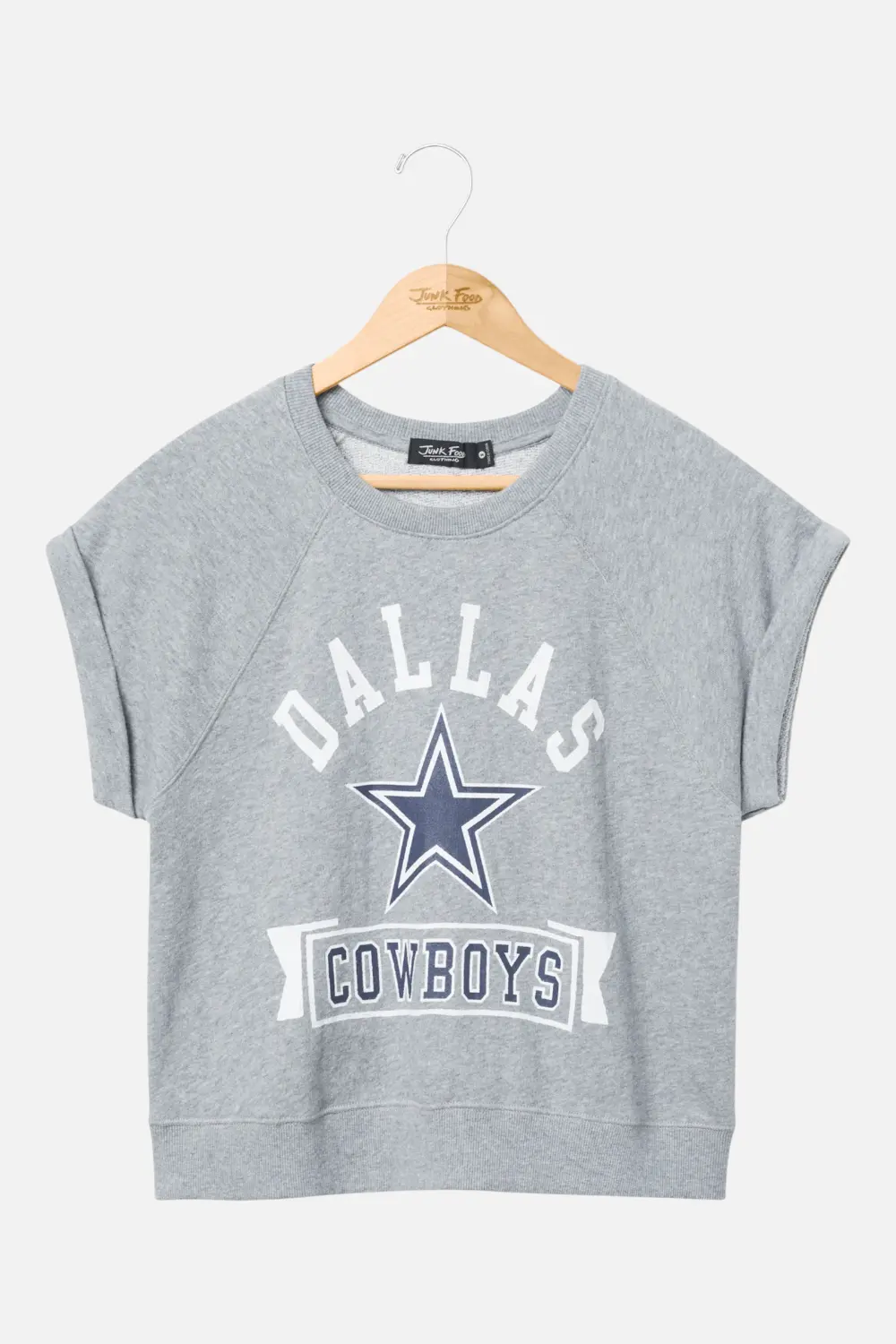 Junk Food Women's Cowboys Raglan Fleece Tank In Heather Grey 1