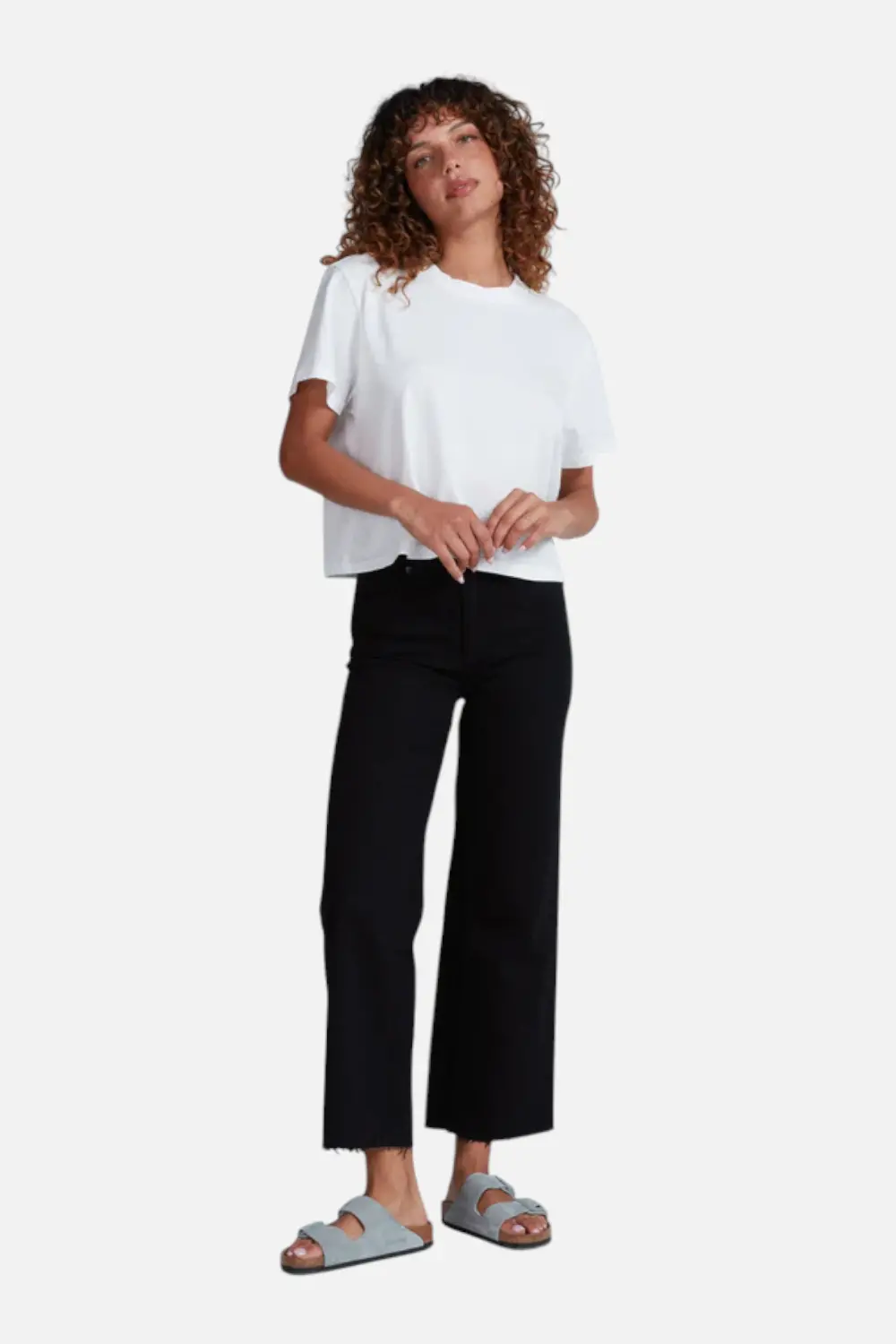 Askkny Crop Wide Leg Jean In Black Resin 1