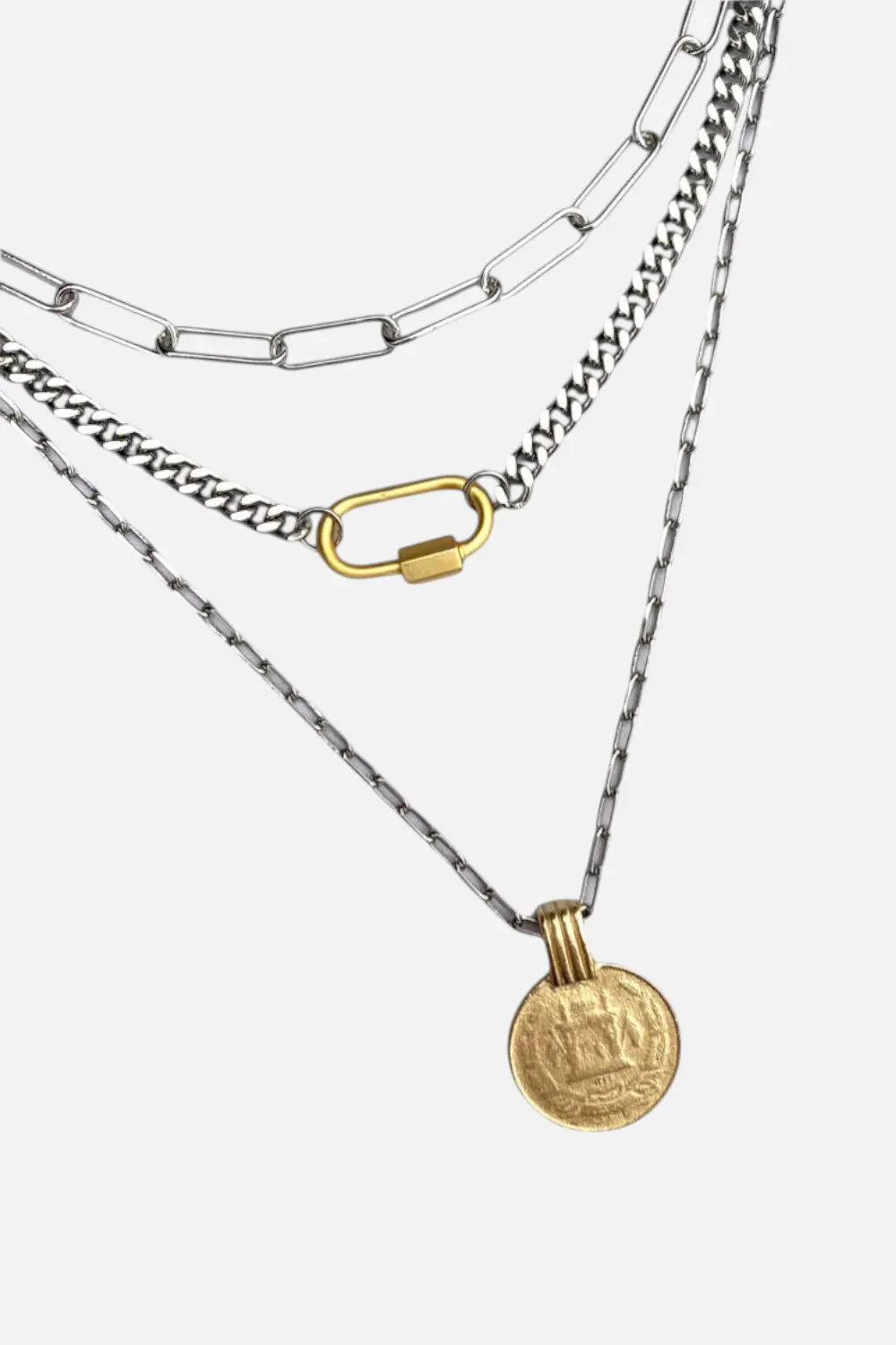 Farrah B Crush 3 Layer Necklace In Mixed Metals 1