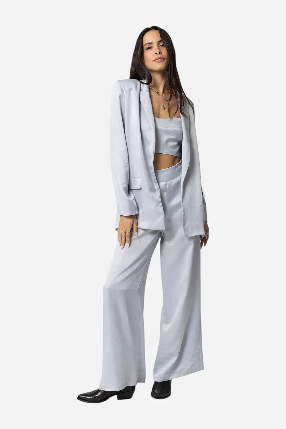Stillwater Cupro Silky Blazer In Silver 1
