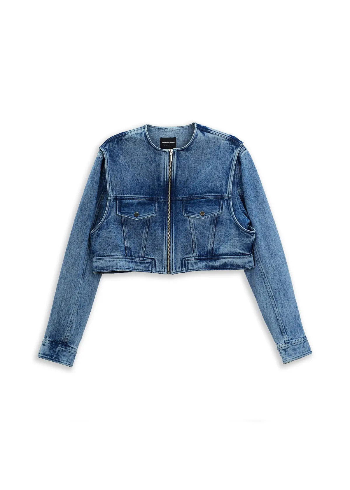 Double Trouble Cropped Denim Jacket In Blue 1
