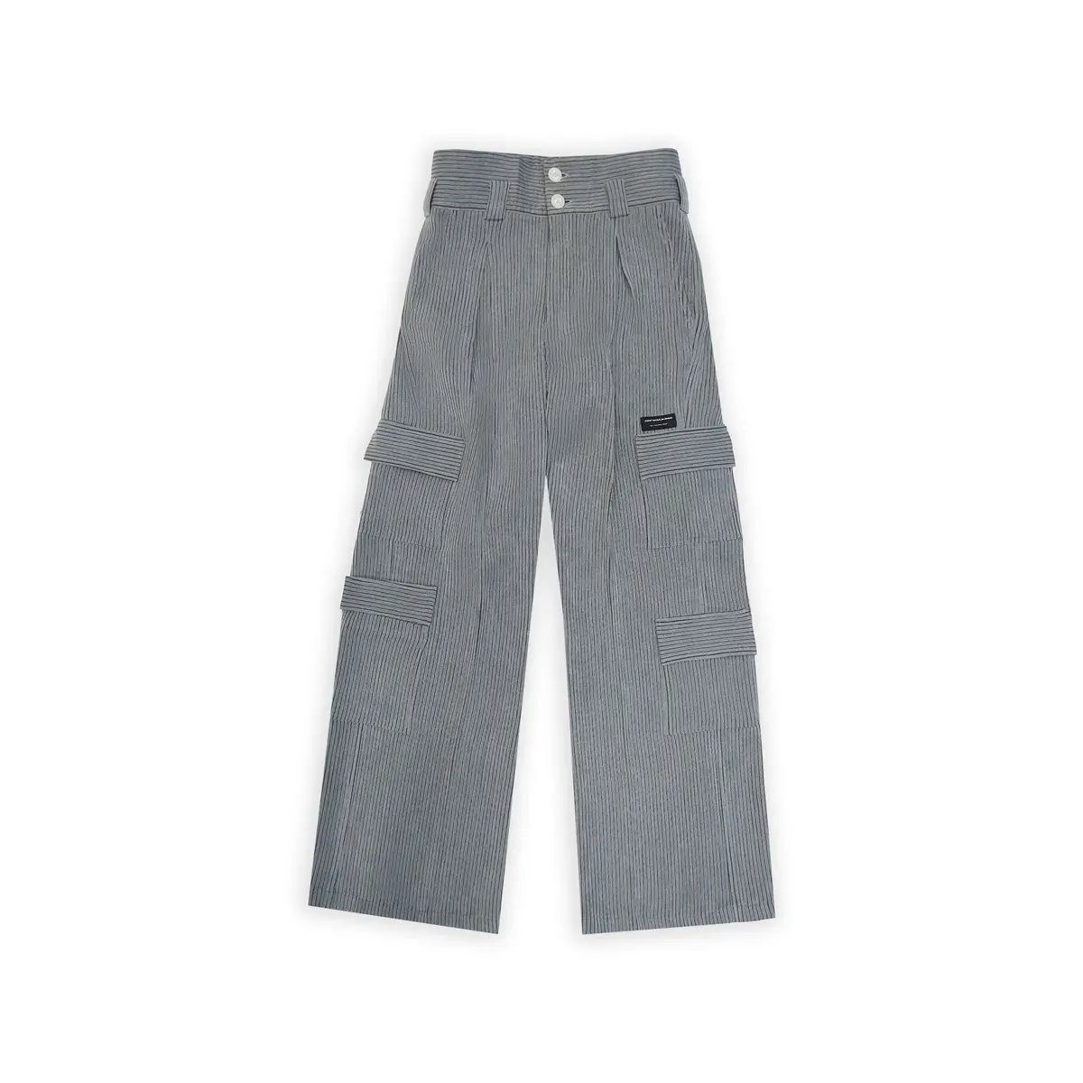Double Belted Textured Pants In Grey [Unisex] 1