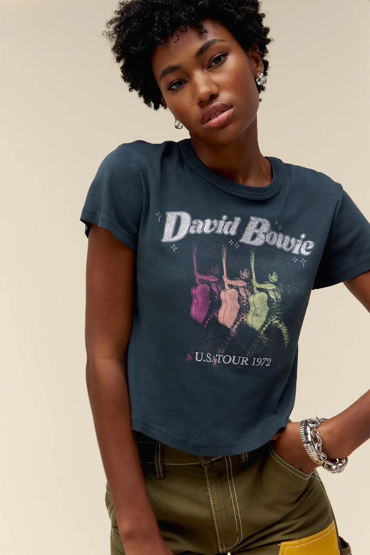 Daydreamer La David Bowie Us Tour '72 Shrunken Tee In Vintage Black 1