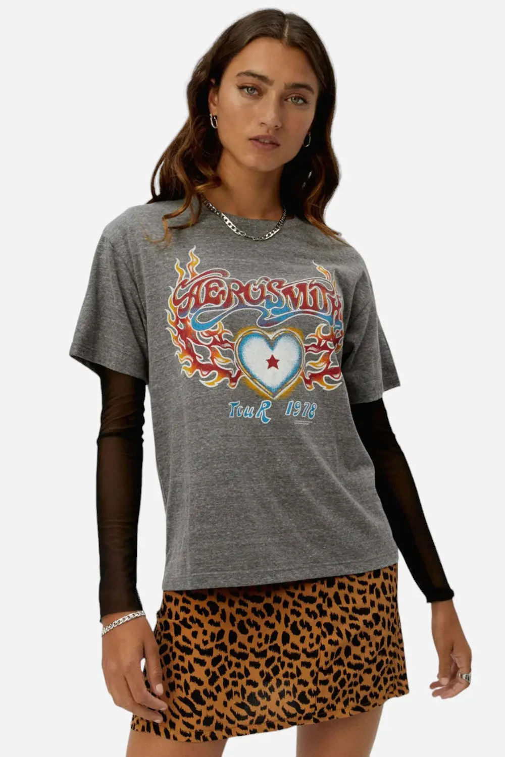 Daydreamer La Aerosmith Tour 1978 Boyfriend Tee In Gray 1