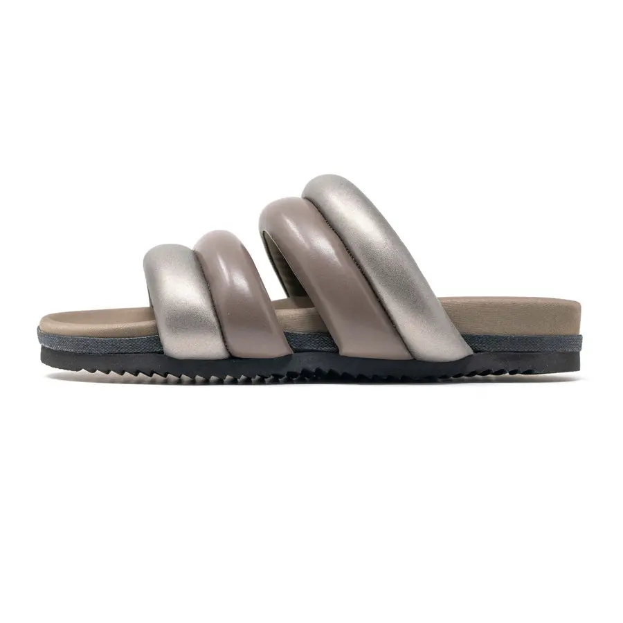 Dbldbl Puff Puff Sandals In Gunmetal & Taupe Vegan Leather 2