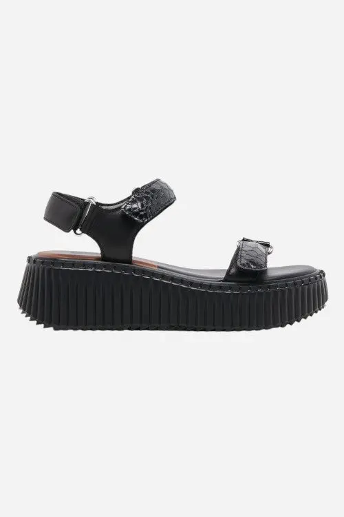 Dolce Vita Debra Sandals In Midnight Embossed Leather 1
