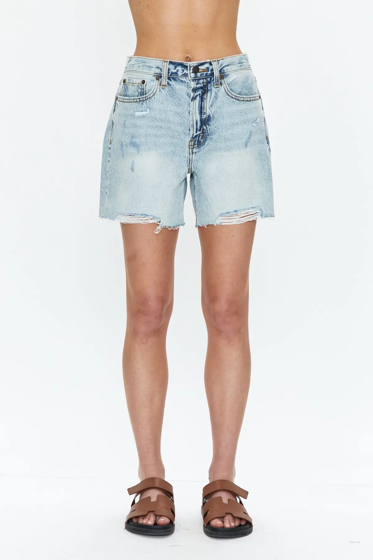 Pistola Devin High Rise Mom Cut Off Shorts In St Tropez 1