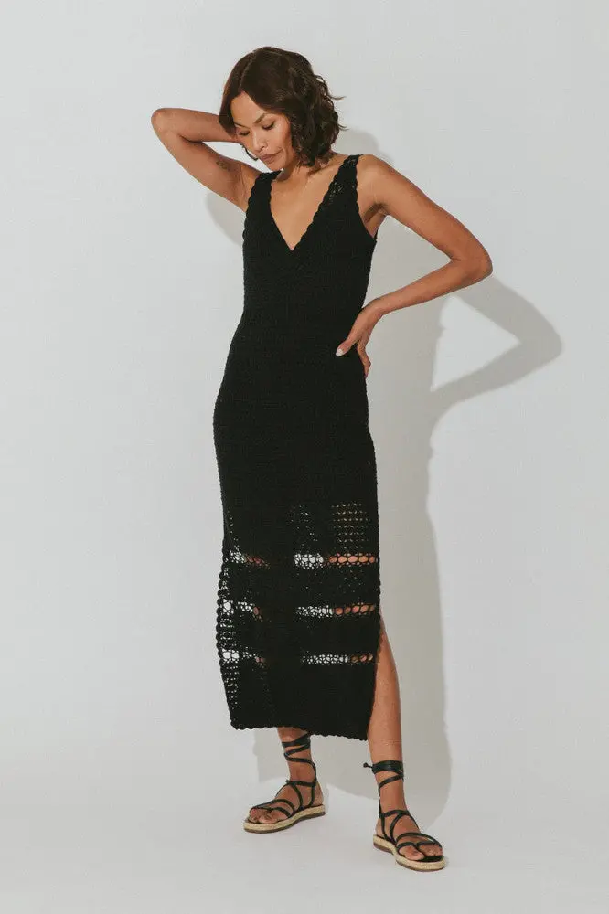 Cleobella Diah Crochet Midi Dress In Black 1