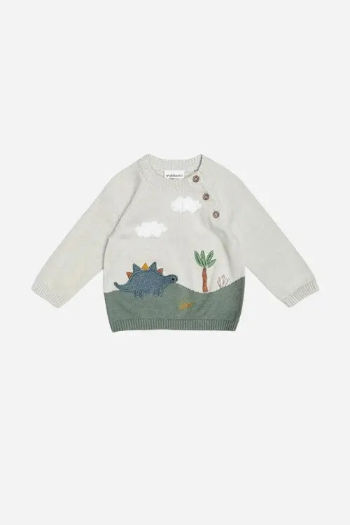 Viverano Dino Applique Button Baby Pullover Sweater 1