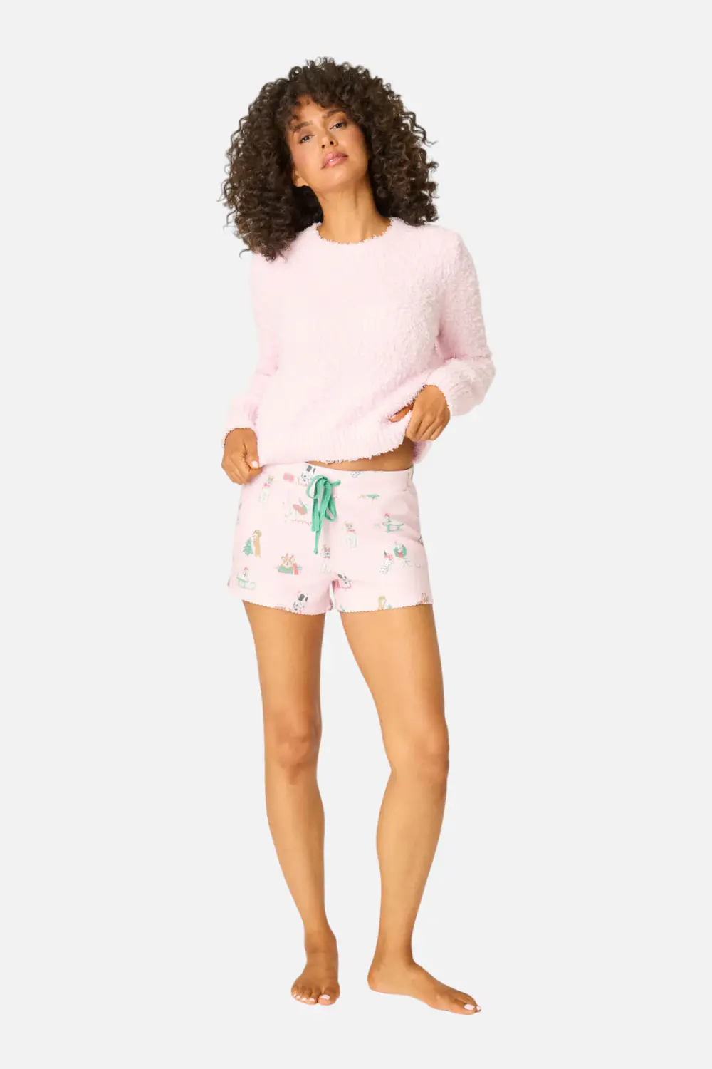 Pj Salvage Peace & Pawlidays Dog Print Shorts In Pink 1