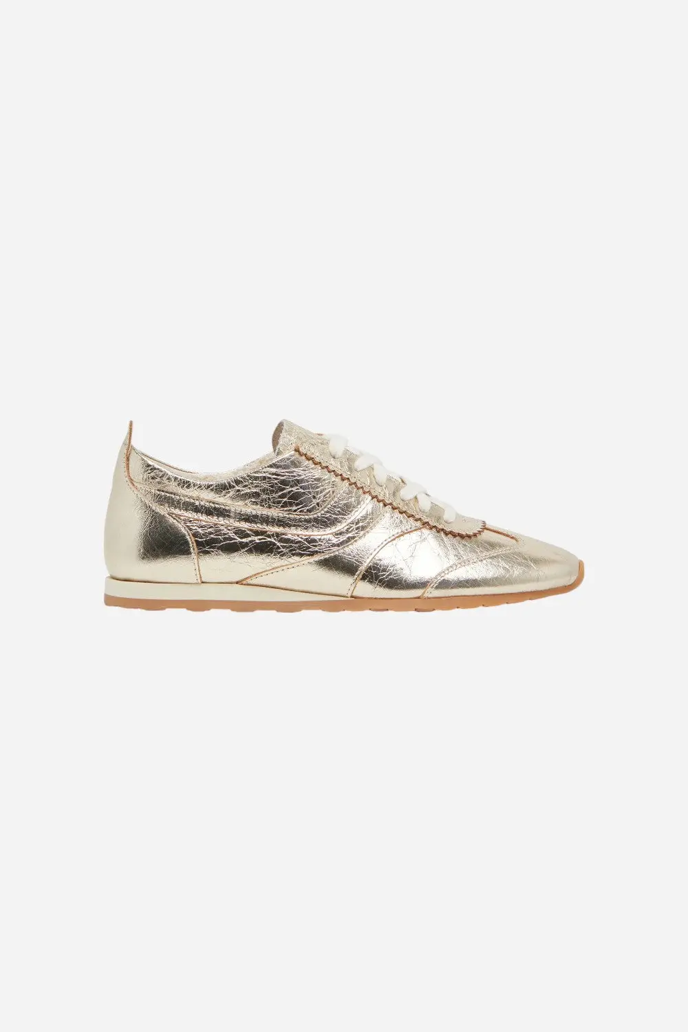 Dolce Vita Delany Sneakers In Light Gold Crinkle Patent 1