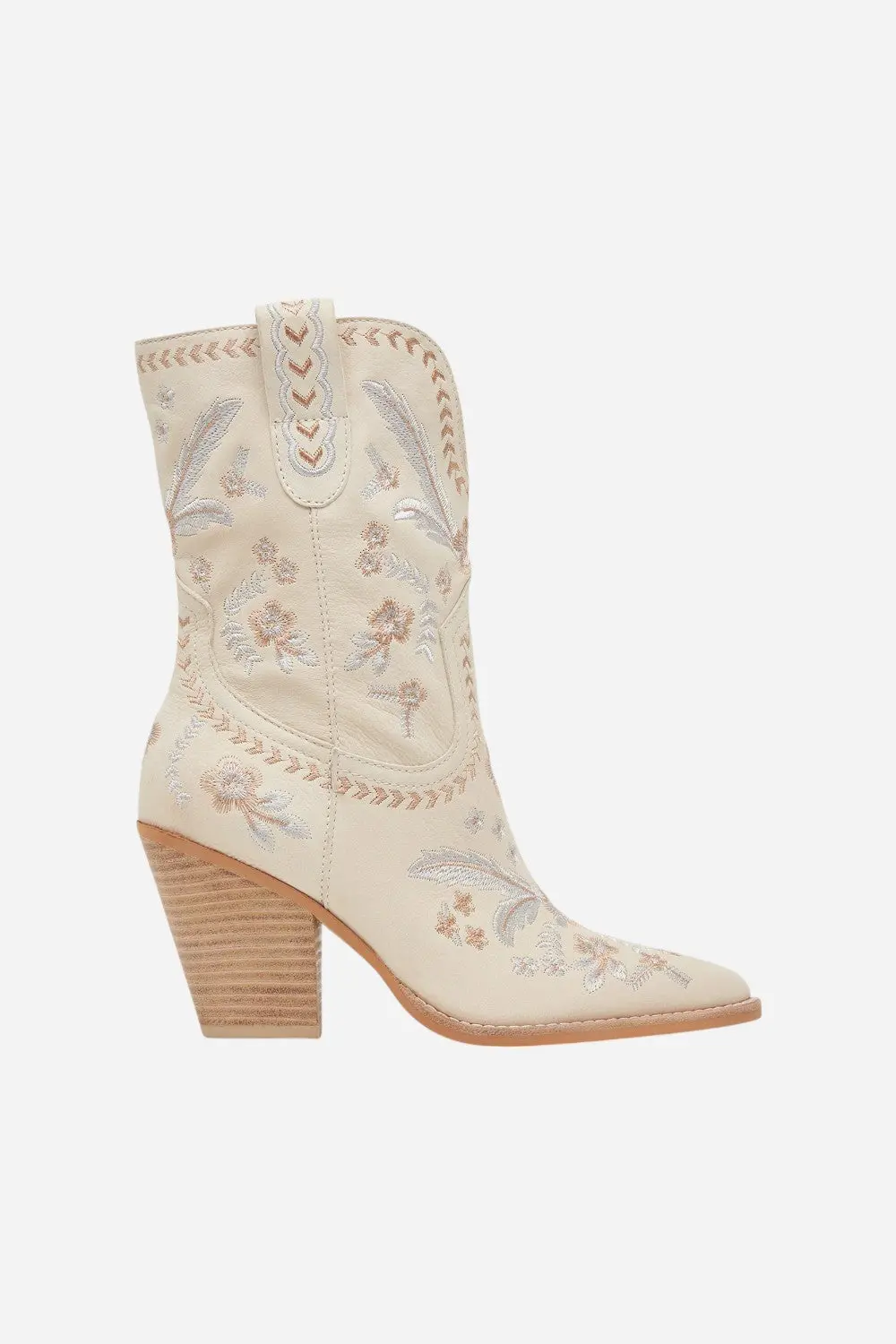 Dolce Vita Jessey Floral Boots In Creme Nubuck 1