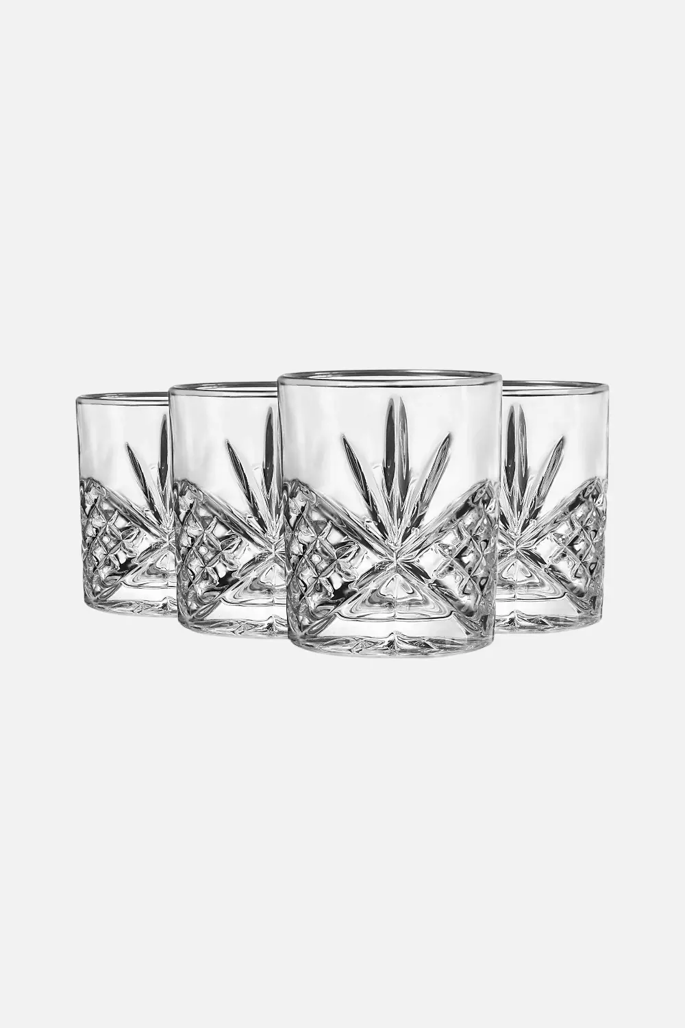 Godinger Dublin Crystal Platinum Rim Double Old Fashion Set Of 4 1