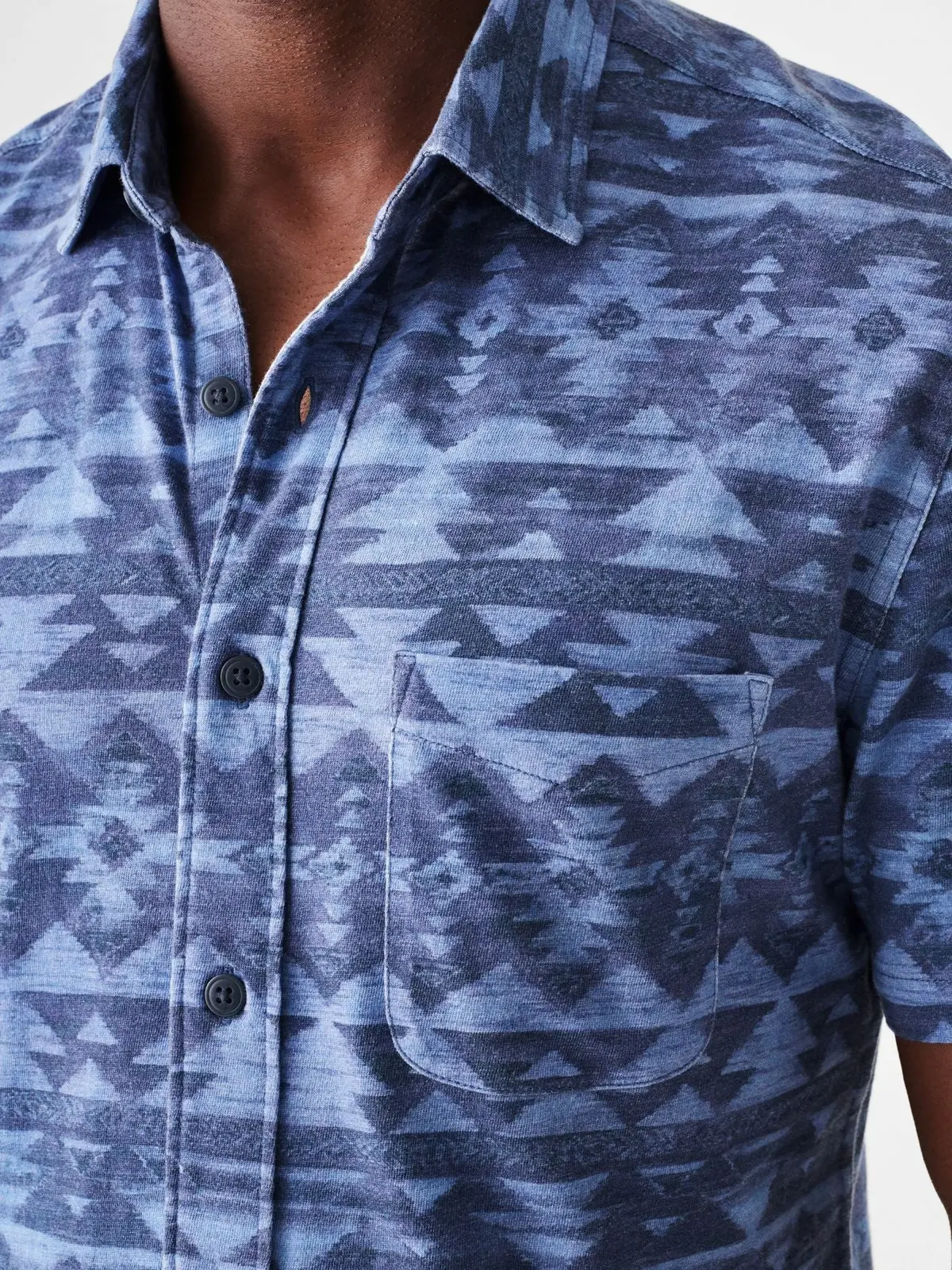 Faherty Doug Good Feather Short Sleeve Knit Seasons Shirt In Six Rivers Sky 5