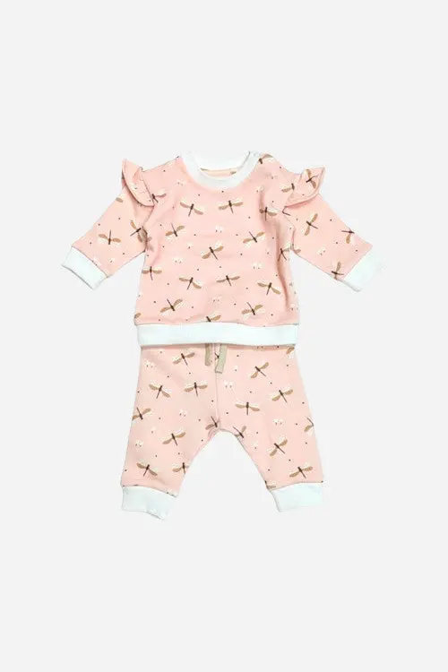 Viverano Dragonfly Ruffle Fleece Sweatshirt & Jogger Set 1