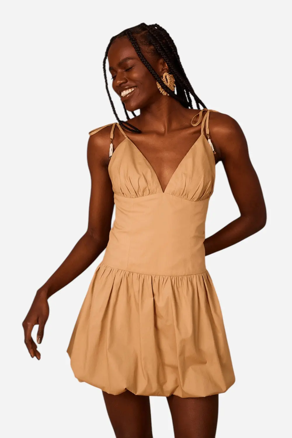 Dress To Cotton Balloon Dress In Straw 1