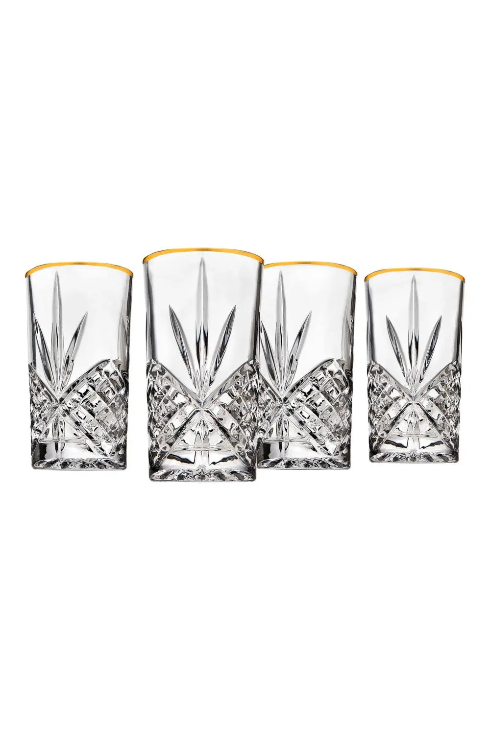 Godinger Dublin Crystal Gold Rim Highball, Set Of 4 1