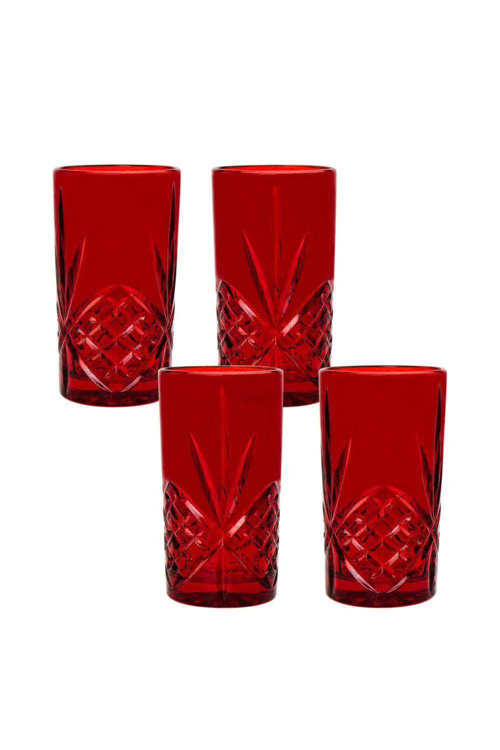 Godinger Dublin Crystal Red Highball, Set Of 4 1