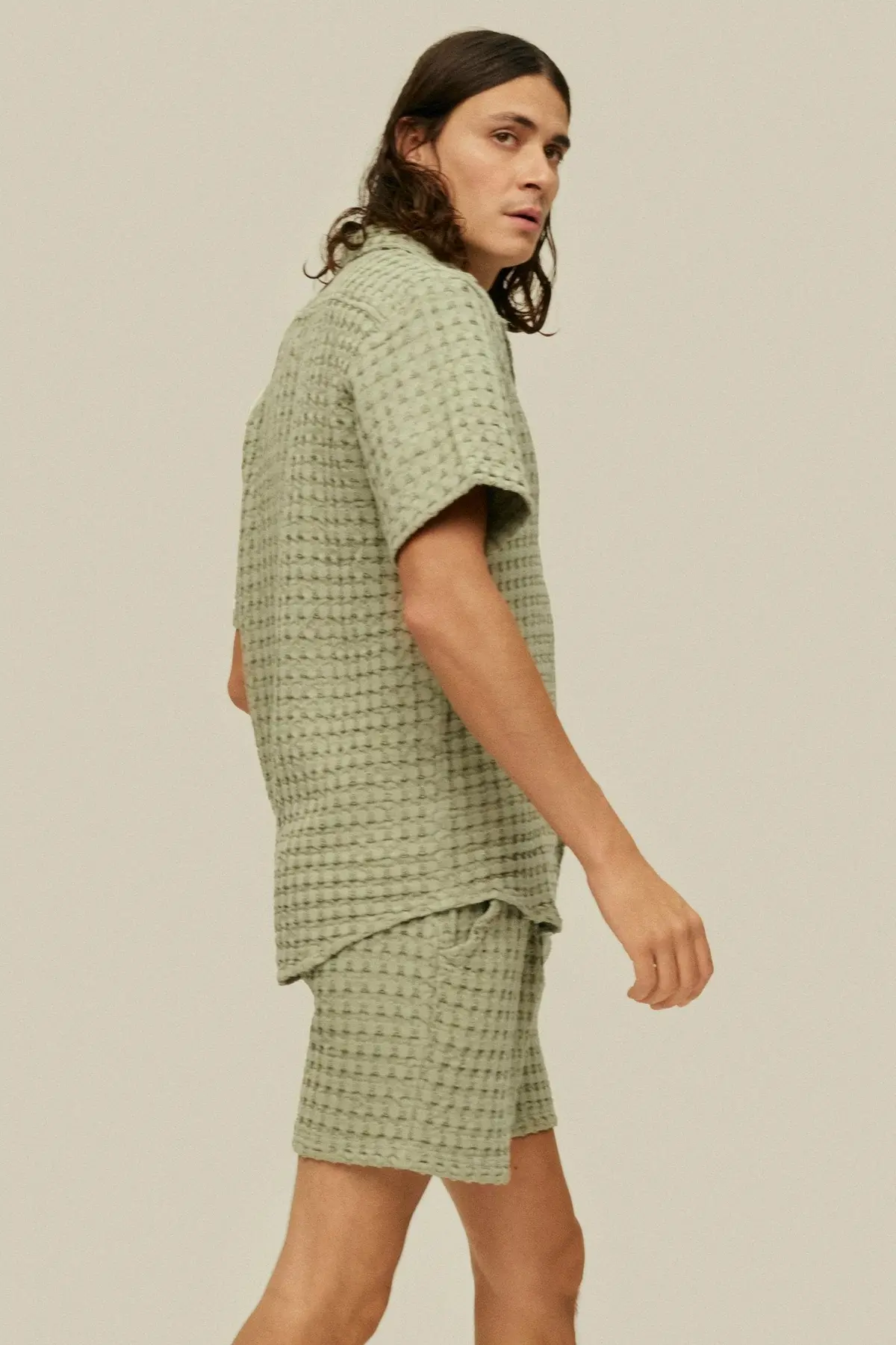 Oas Dusty Green Cuba Waffle Shirt 4