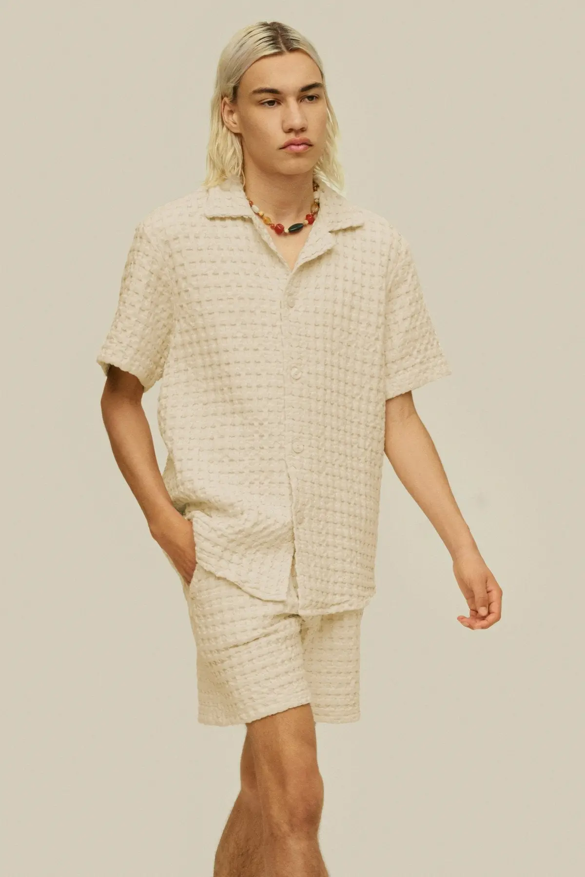 Oas Ecru Porto Waffle Short 4