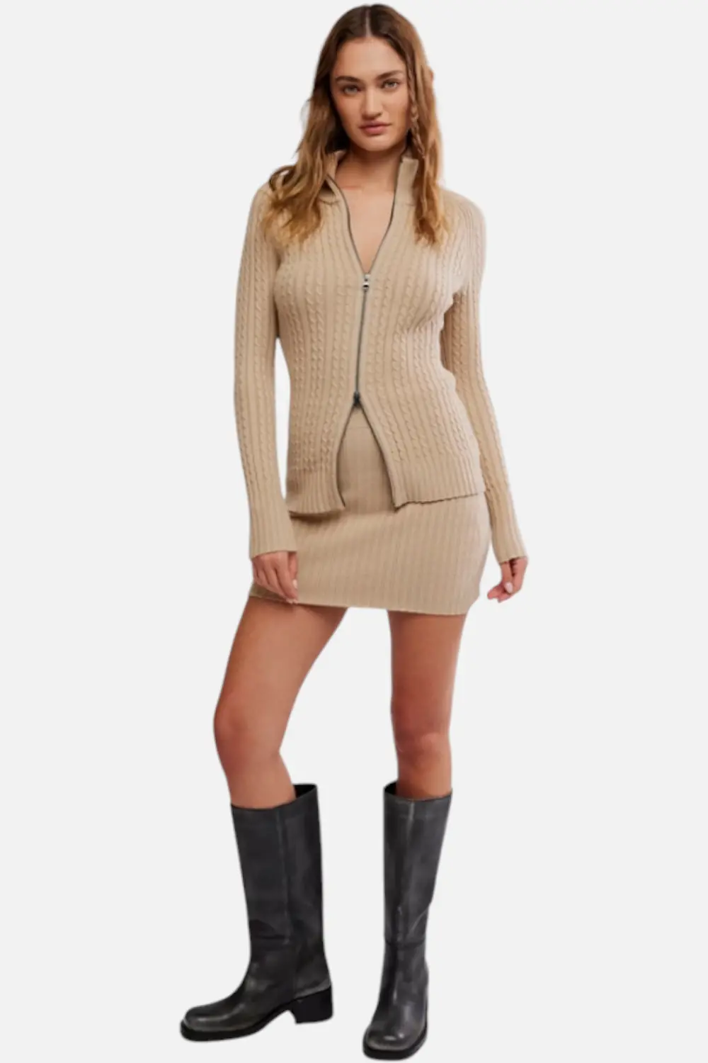 Free People Eliza Sweater Set In Smooth Stone 1