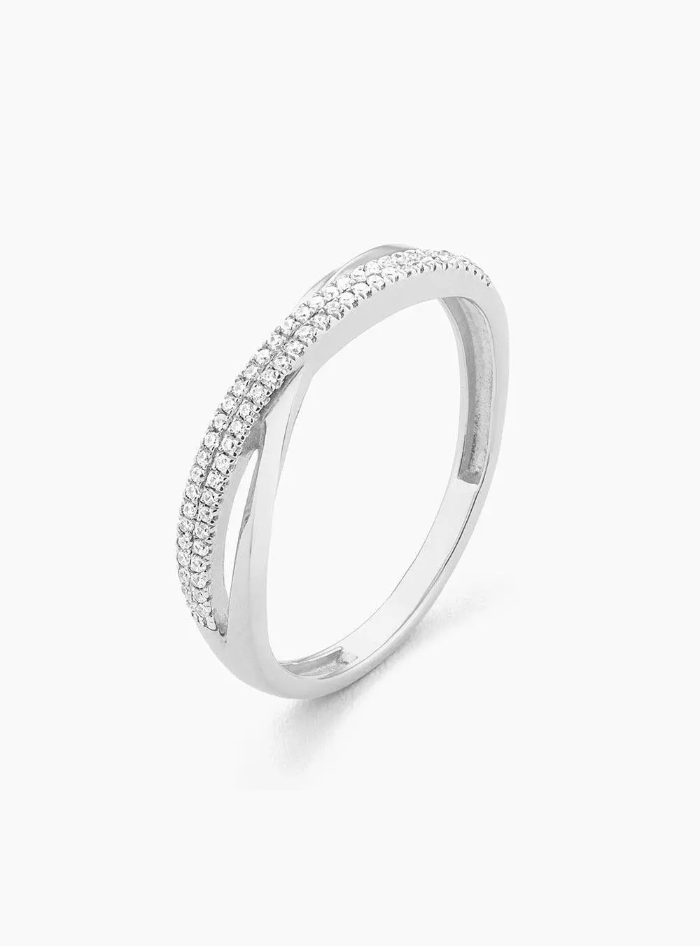 Ella Stein Crisscross Stackable Ring In Sterling Silver - Size 7 1