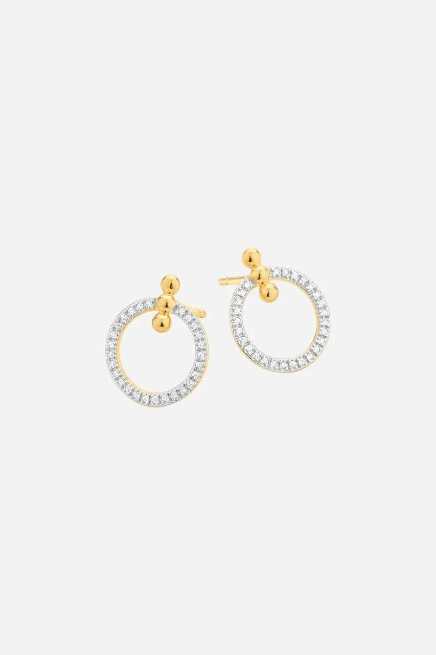 Ella Stein Three Pinned Globes Circle Stud Earrings In Gold 1