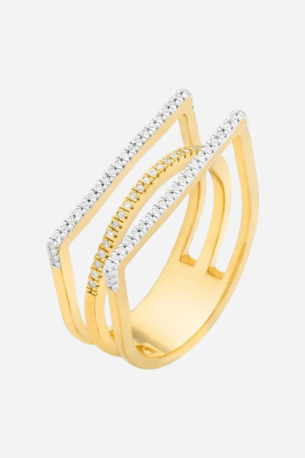 Ella Stein Deco Stack Diamond Ring In Gold 1