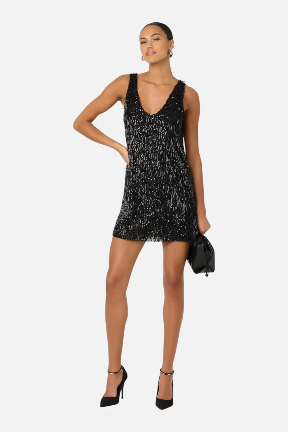 Astr The Label Emani Sequin Mini Dress In Black 1