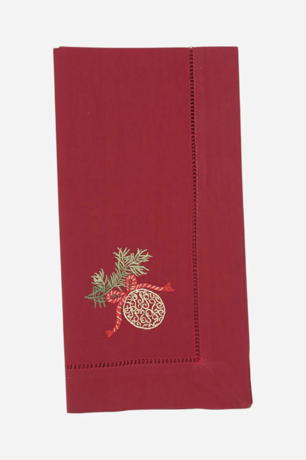 Embroidered Ornament Hemstitch Napkin Set Of 6 1
